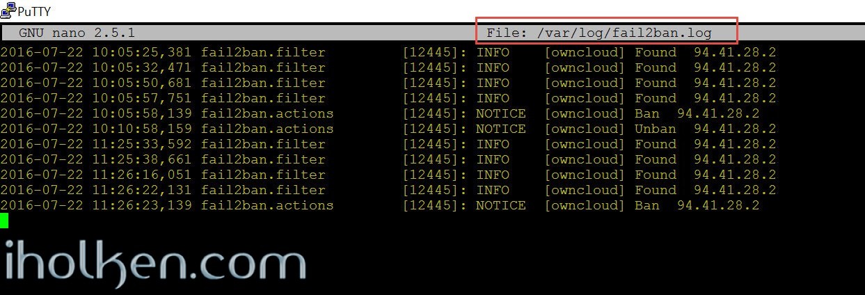 Fail2ban log