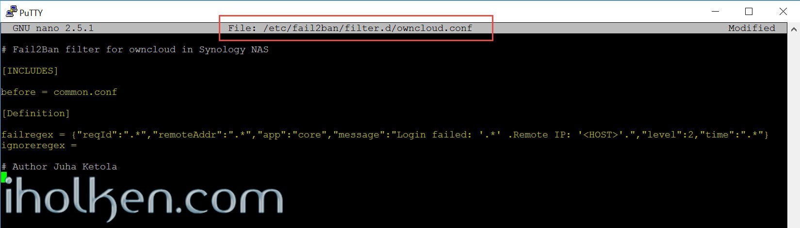 Owncloud.conf for Fail2ban
